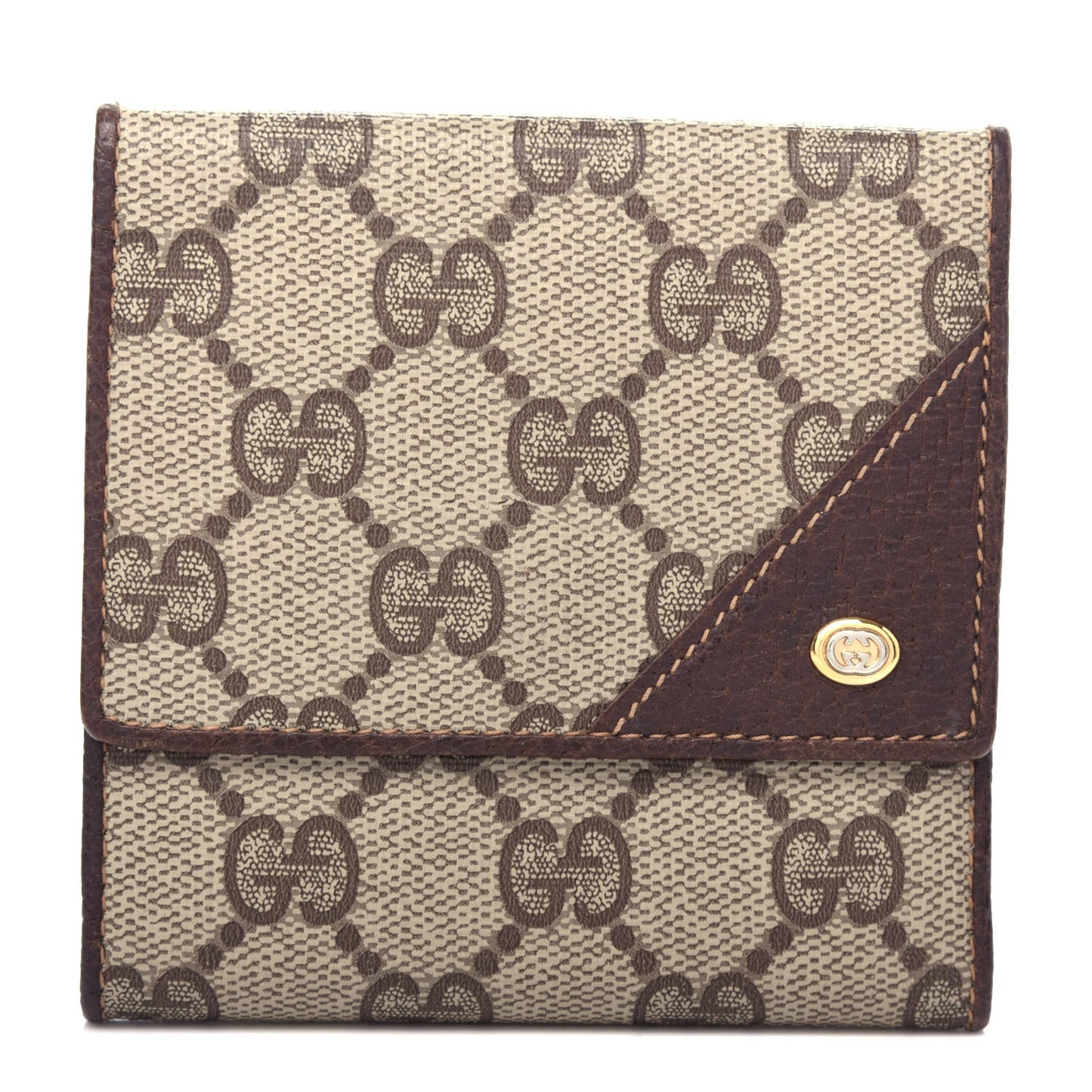 Coated Canvas Monogram Compact Wallet Brown