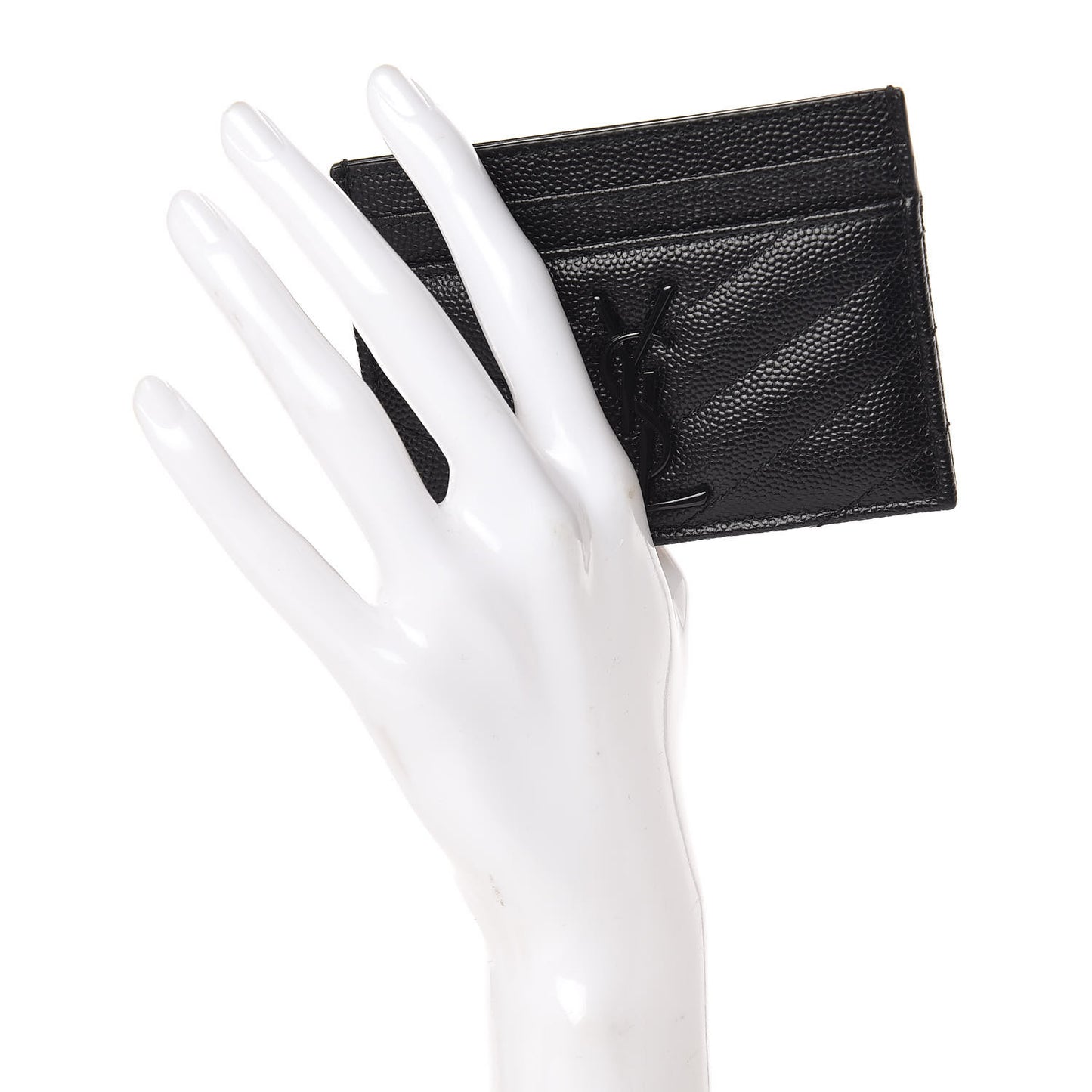 Grain De Poudre Matelasse Chevron Monogram Credit Card Case Black