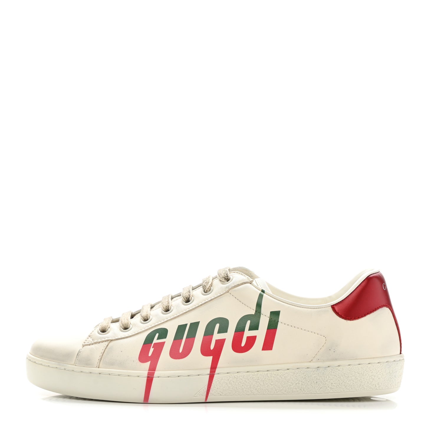 Distressed Calfskin Mens Ace Blade Sneakers 8 White