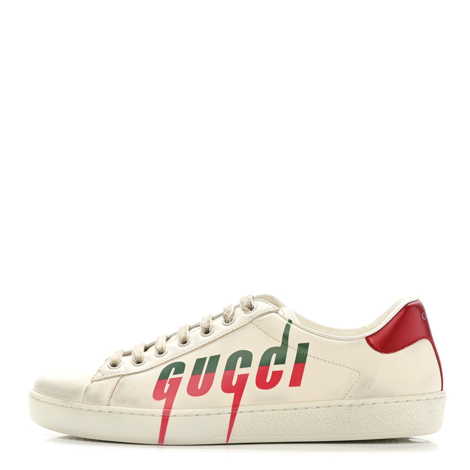 Gucci Distressed Calfskin Mens Ace Blade Sneakers 8 White 1 of 10
