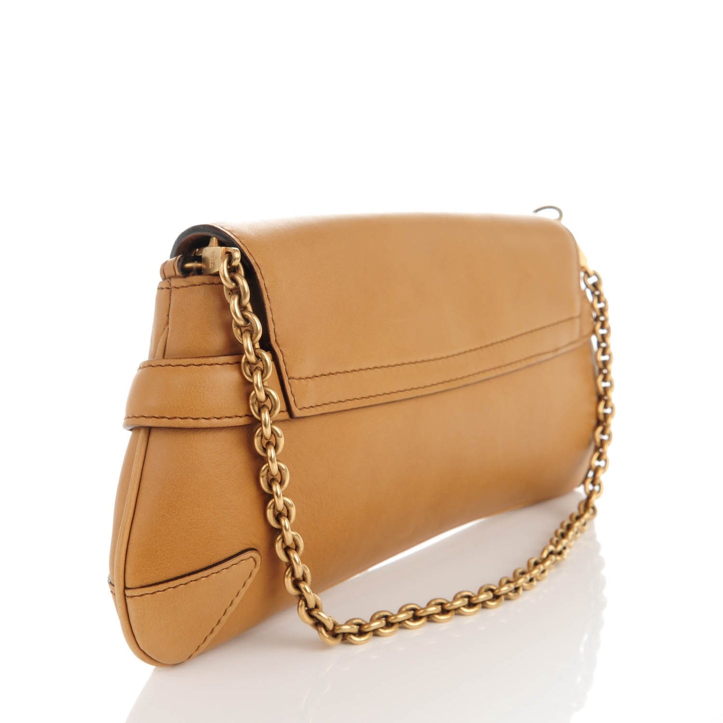 Calfskin Horsebit Chain Clutch Tan