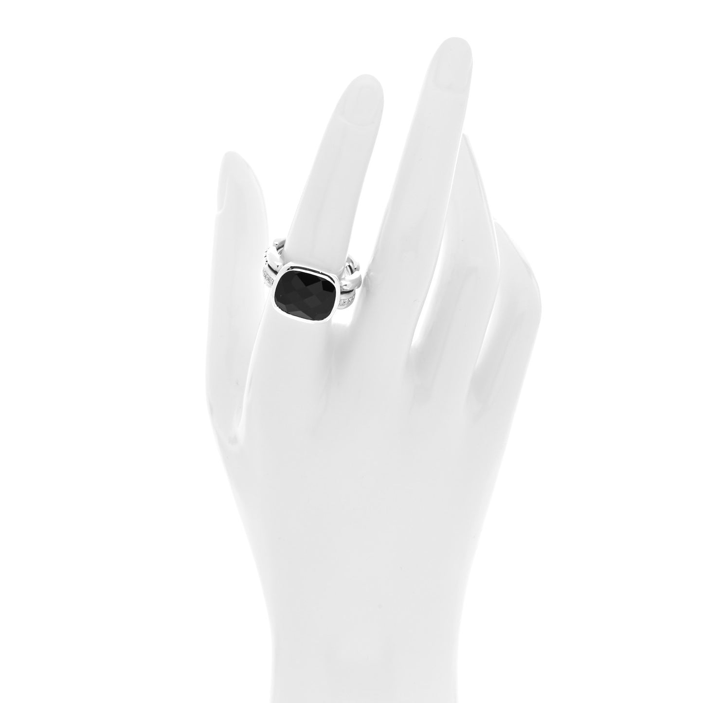 Sterling Silver Diamond Black Onyx Wellesley Link Ring 54 7