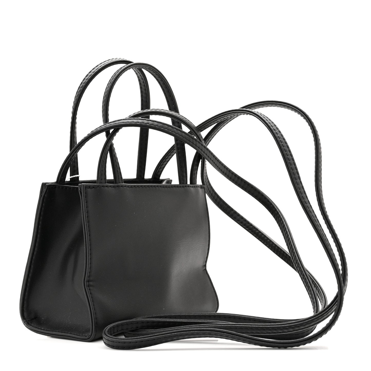 Vegan Leather Small Shopping Bag Black
