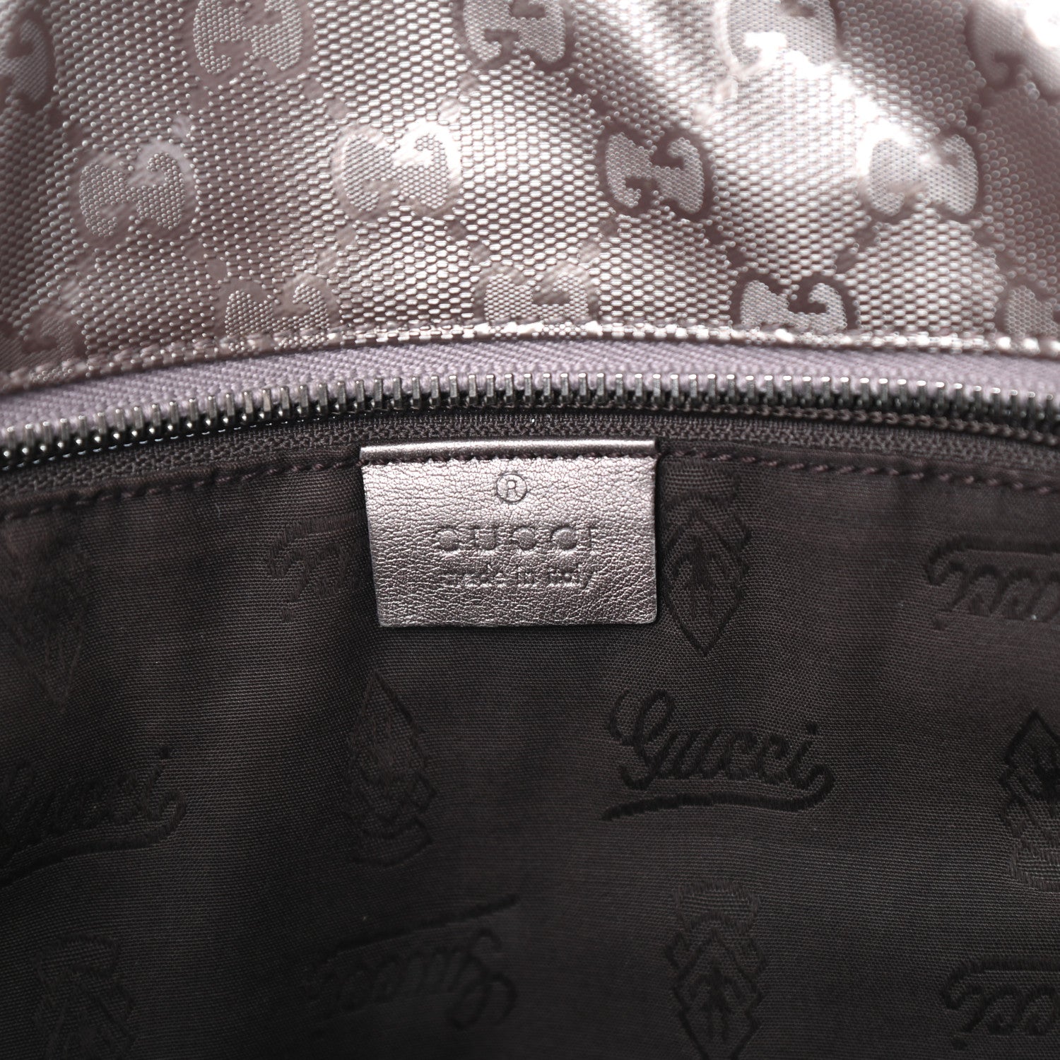 Gucci Imprime Monogram Medium Zippered Shopping Tote Pewter 6 of 9