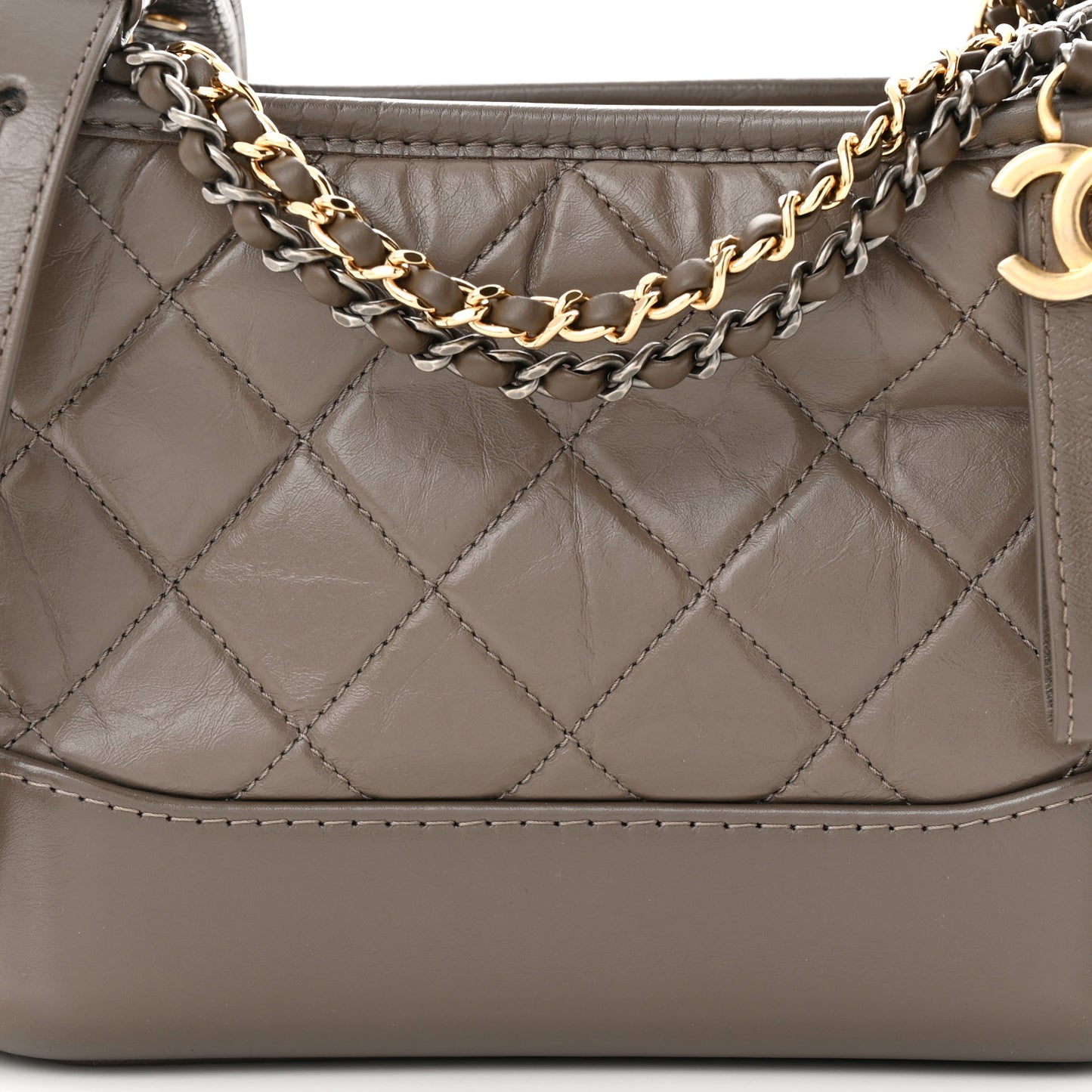 Aged Calfskin Quilted Small Gabrielle Hobo Grey