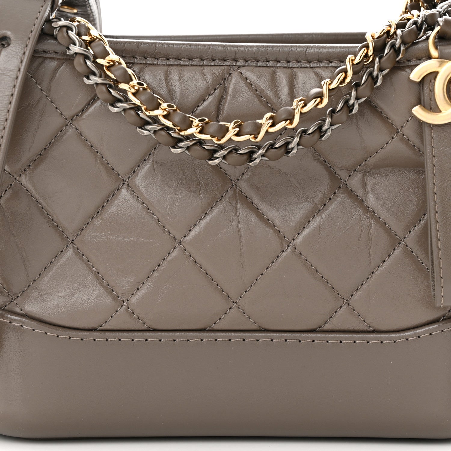 Chanel Aged Calfskin Quilted Small Gabrielle Hobo Grey 8 of 12