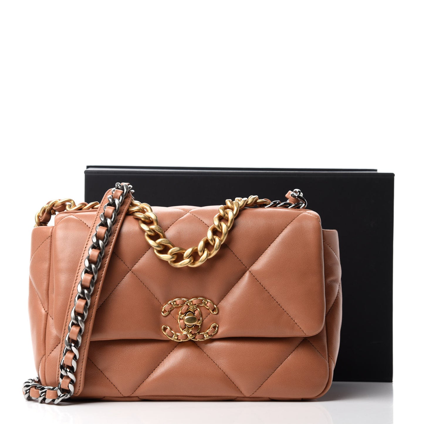 Lambskin Quilted Medium Chanel 19 Flap Brown
