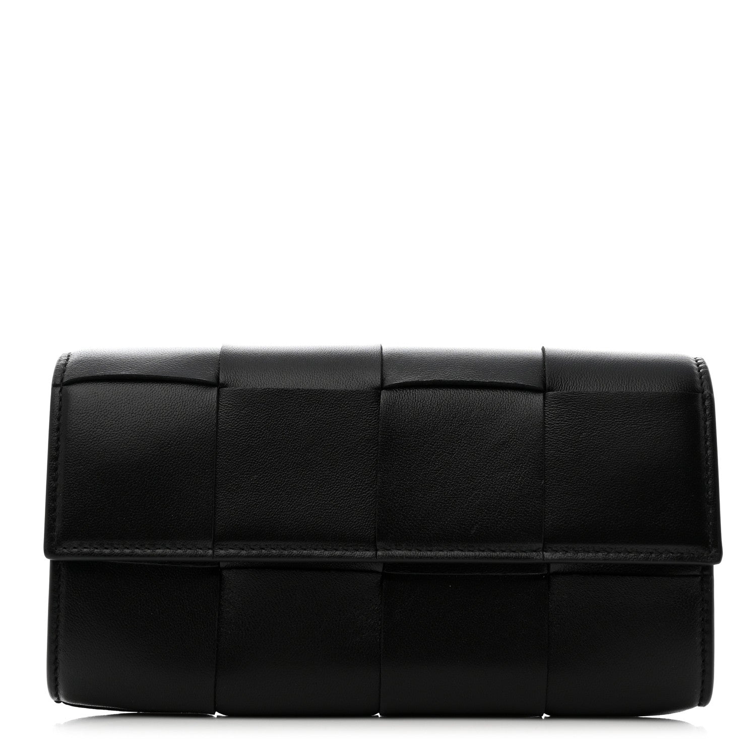 Bottega Veneta Lambskin Maxi Intrecciato Padded Large Flap Wallet Black 1 of 7