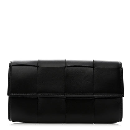 Bottega Veneta Lambskin Maxi Intrecciato Padded Large Flap Wallet Black 1 of 7