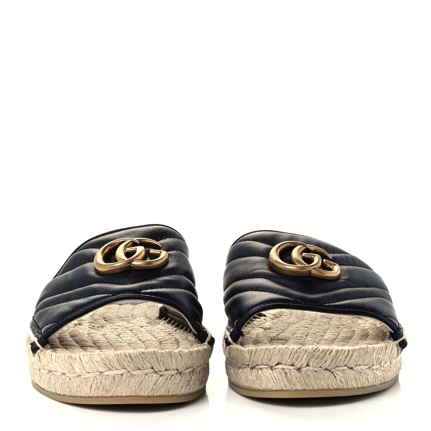 Nappa Matelasse GG Marmont Espadrille Slide Sandals 38 Black