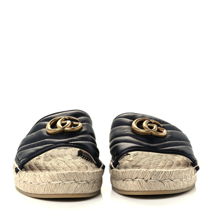 Gucci Nappa Matelasse GG Marmont Espadrille Slide Sandals 38 Black 3 of 12