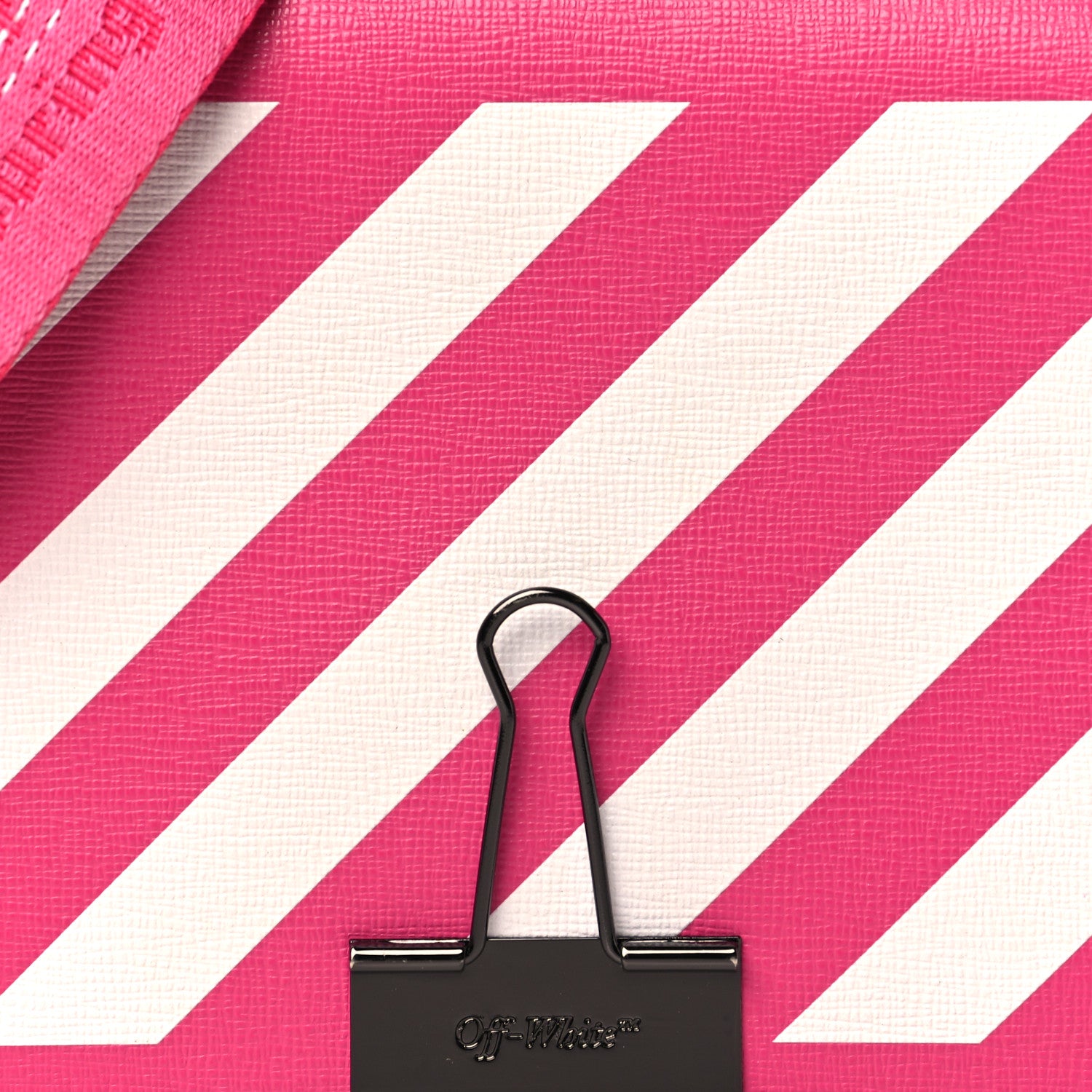 Off-White Saffiano Striped Mini Diag Binder Clip Bag Pink White 7 of 9