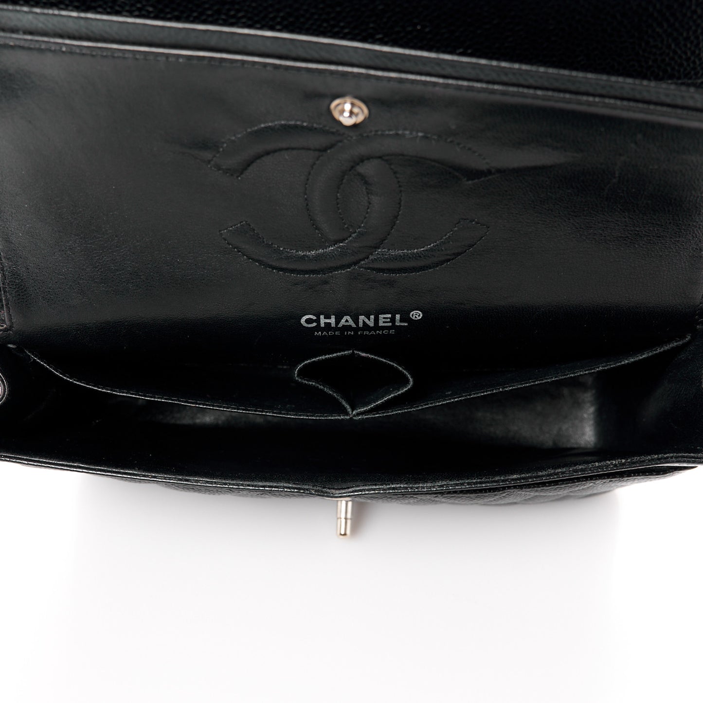 Caviar Quilted Medium Double Flap Bijoux Chain Black