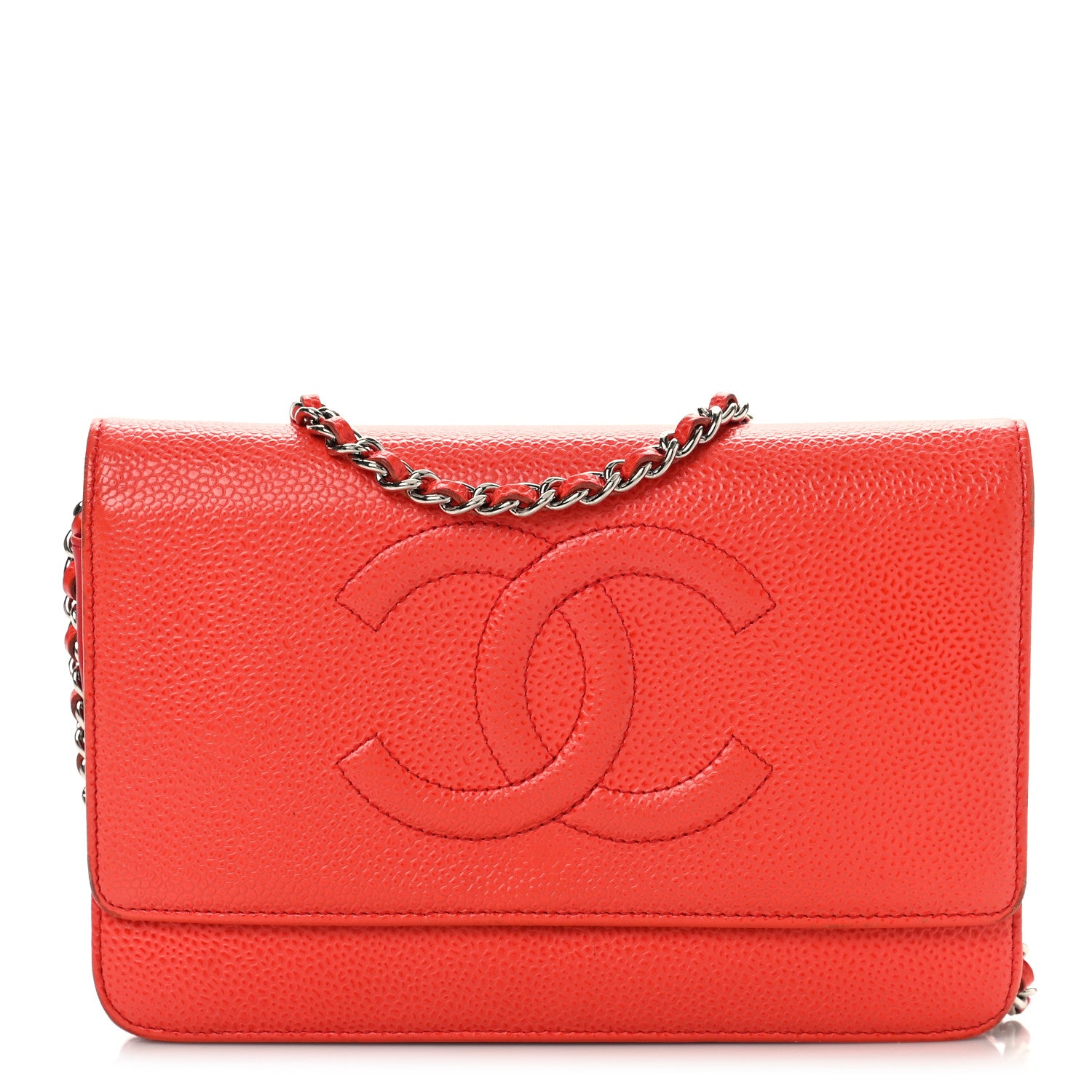 Chanel Caviar Timeless CC Wallet on Chain WOC Red 1 of 12