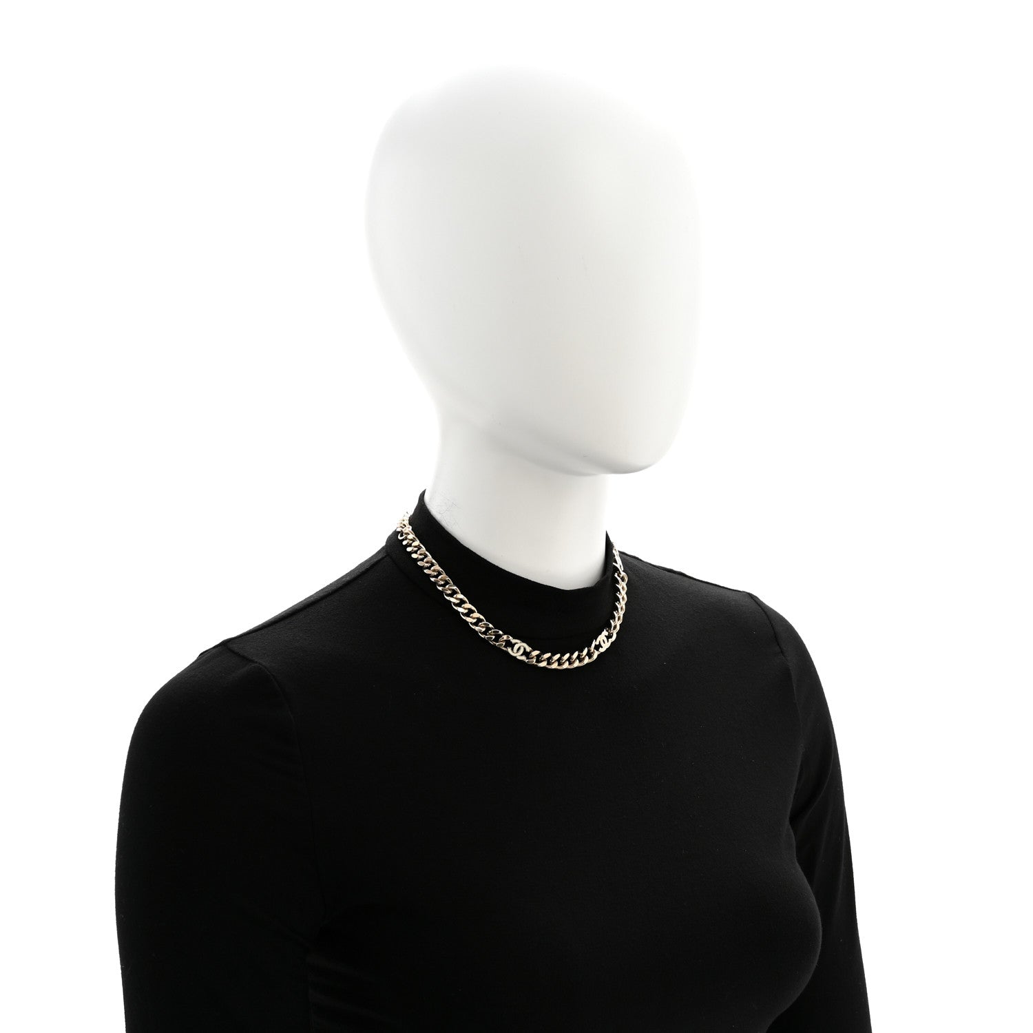 Chanel Metal Enamel Chain CC Choker Gold White 2 of 5
