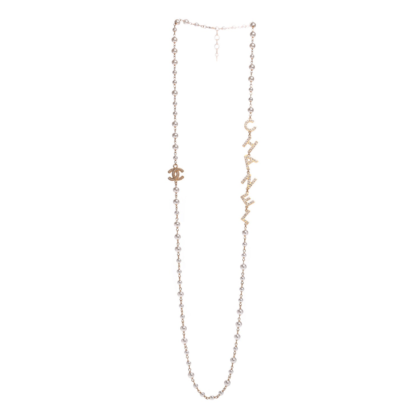 Metal Crystal Pearl 90’s Icon Logo Necklace Gold