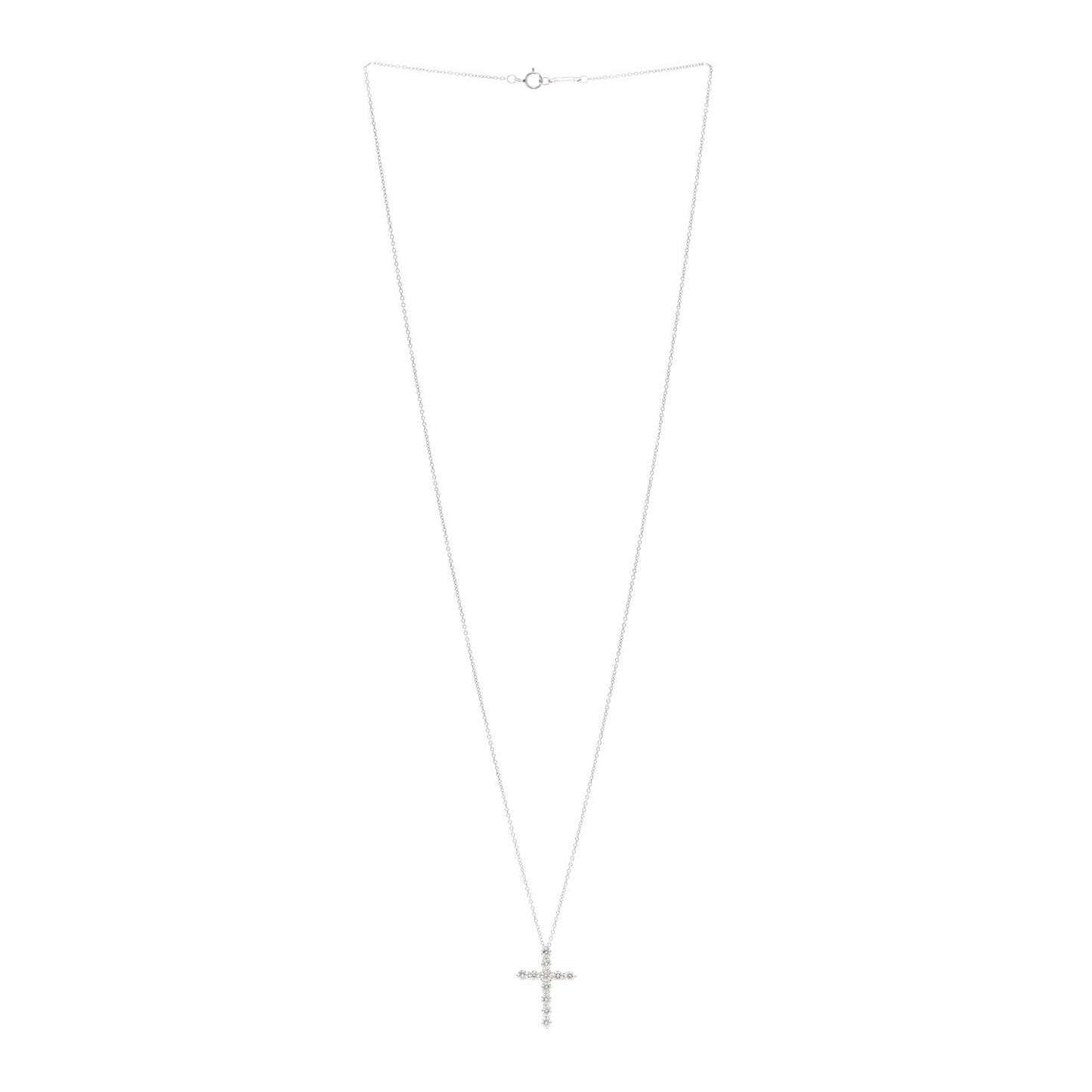 Platinum Diamond Medium Cross Pendant Necklace