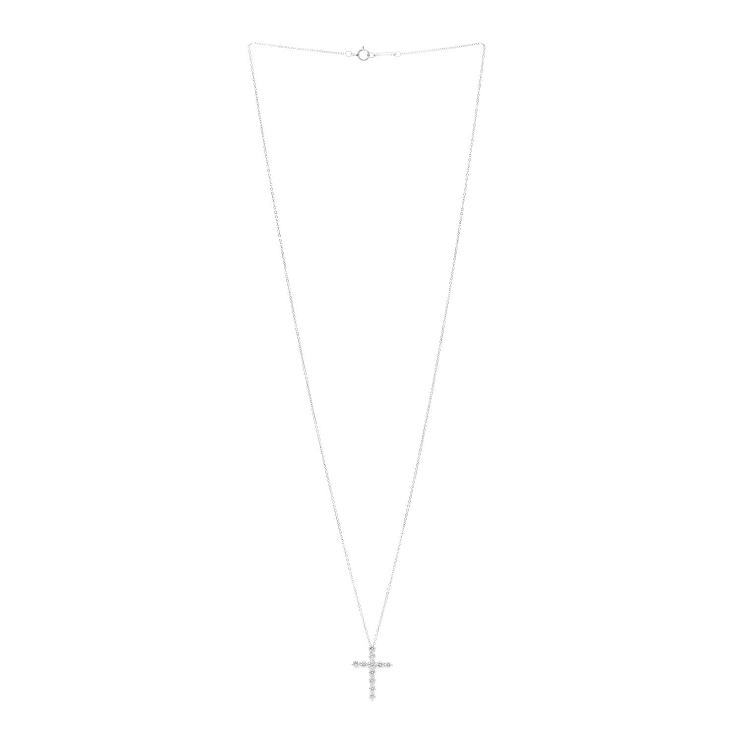 Tiffany Platinum Diamond Medium Cross Pendant Necklace 3 of 5