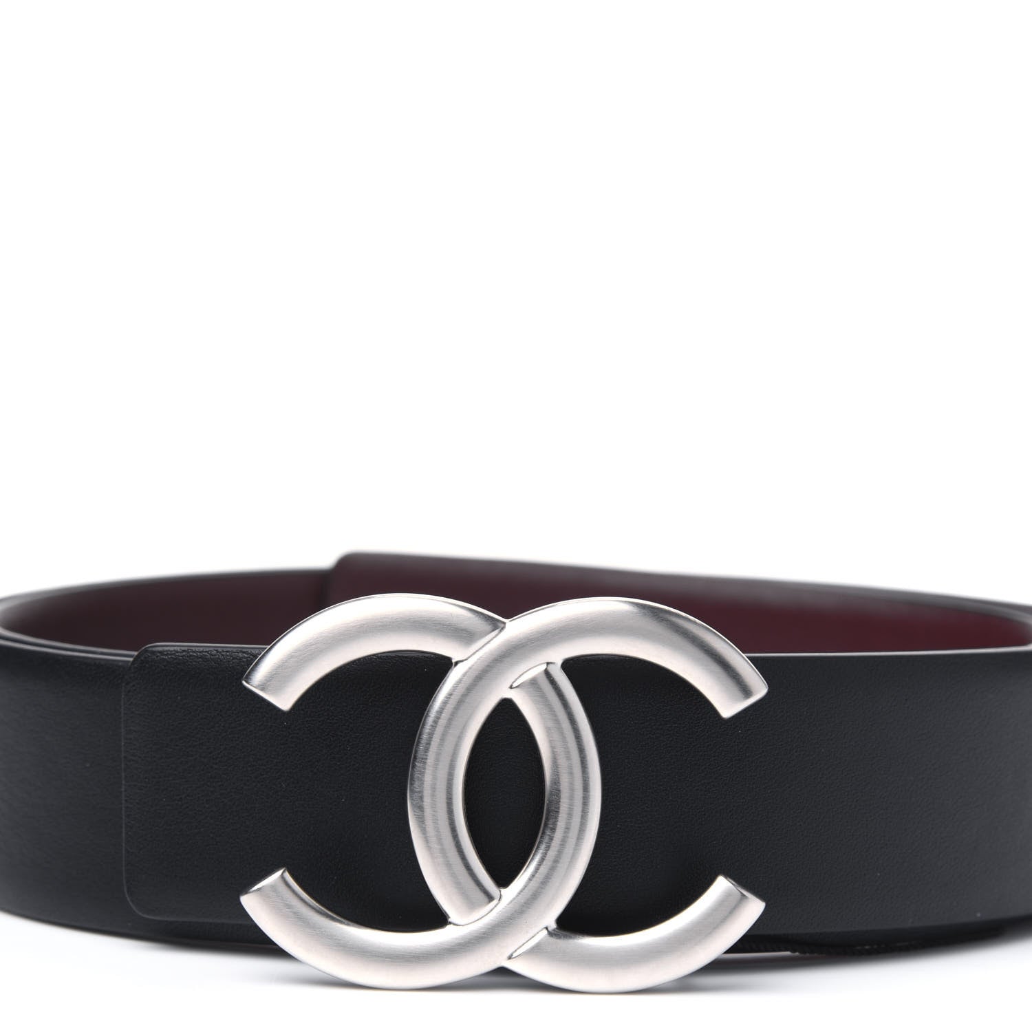 Chanel Calfskin CC Reversible Belt 85 34 Black Burgundy 3 of 5