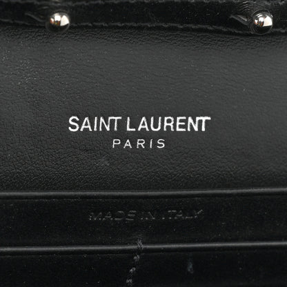 Saint Laurent Metallic Sparkle Fabric Monogram Chain Wallet Platino 8 of 13