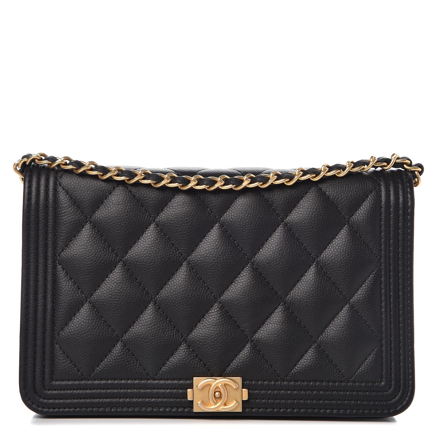 Caviar Quilted Boy Wallet On Chain WOC Black