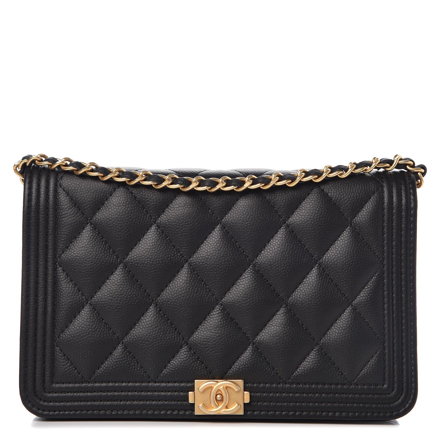 Chanel Caviar Quilted Boy Wallet On Chain WOC Black 1 of 9