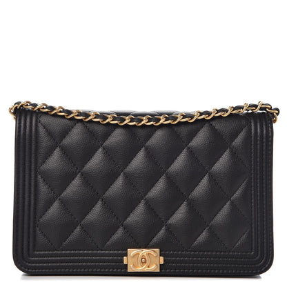 Chanel Caviar Quilted Boy Wallet On Chain WOC Black 1 of 9