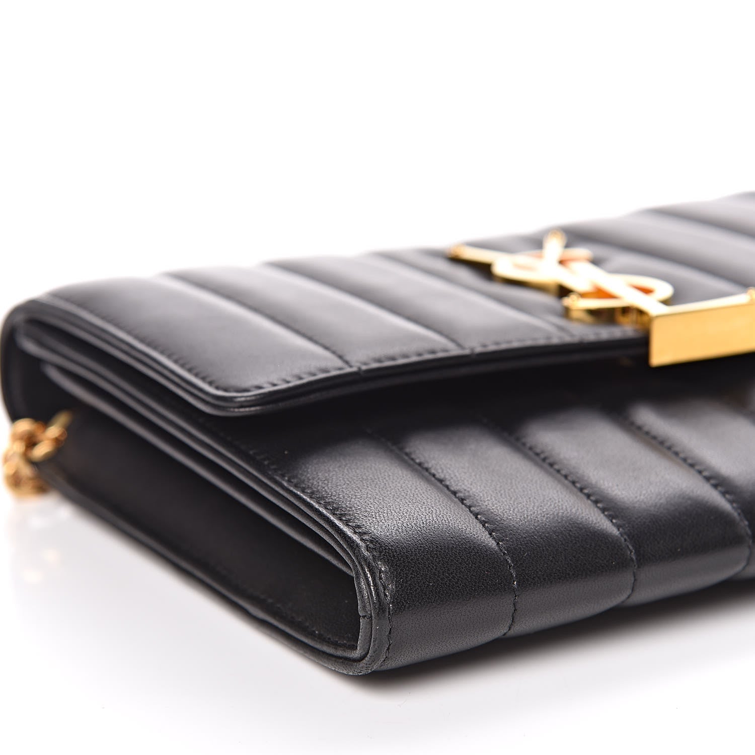 Saint Laurent Lambskin Matelasse Monogram Vicky Chain Wallet Black 8 of 11