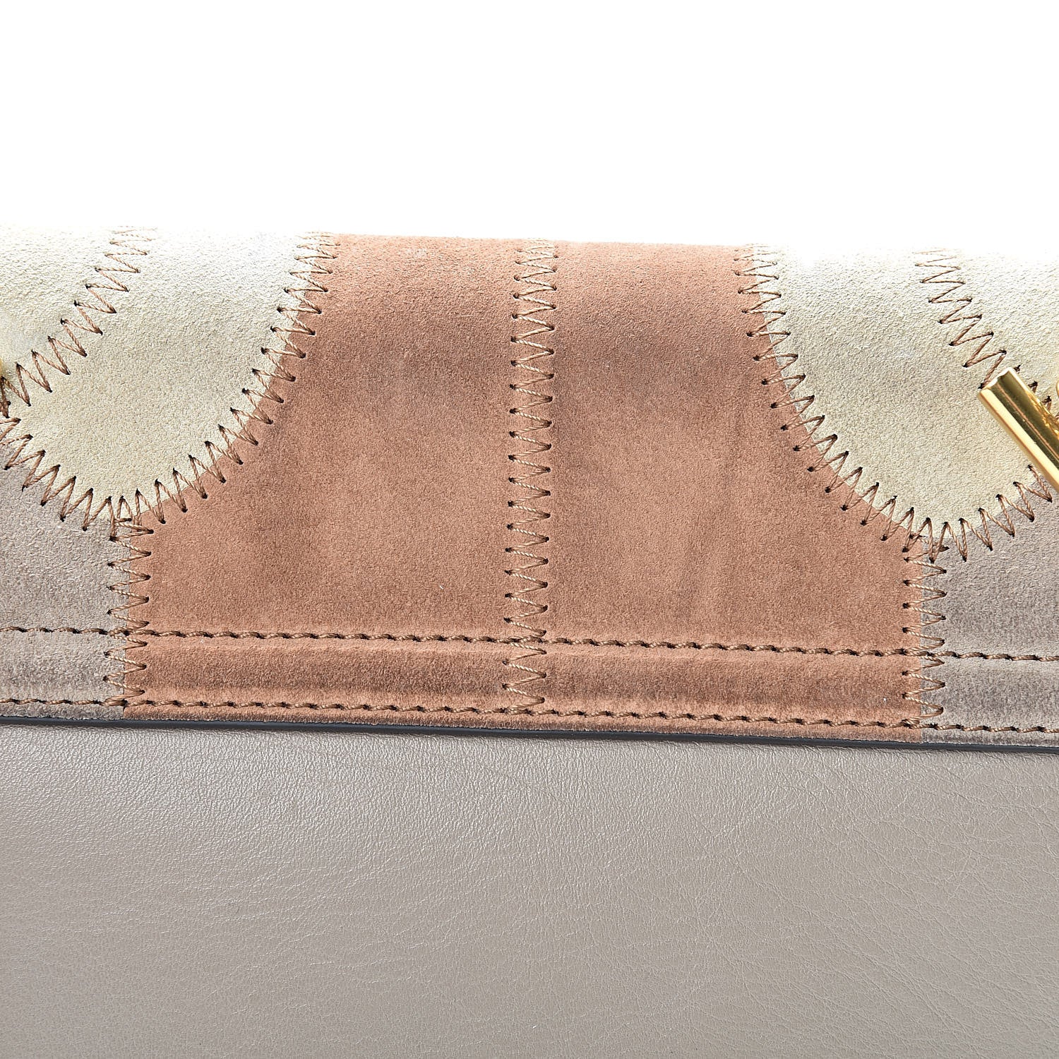 Chloe Suede Calfskin Patchwork Drew Shoulder Bag Motty Grey 15 of 15