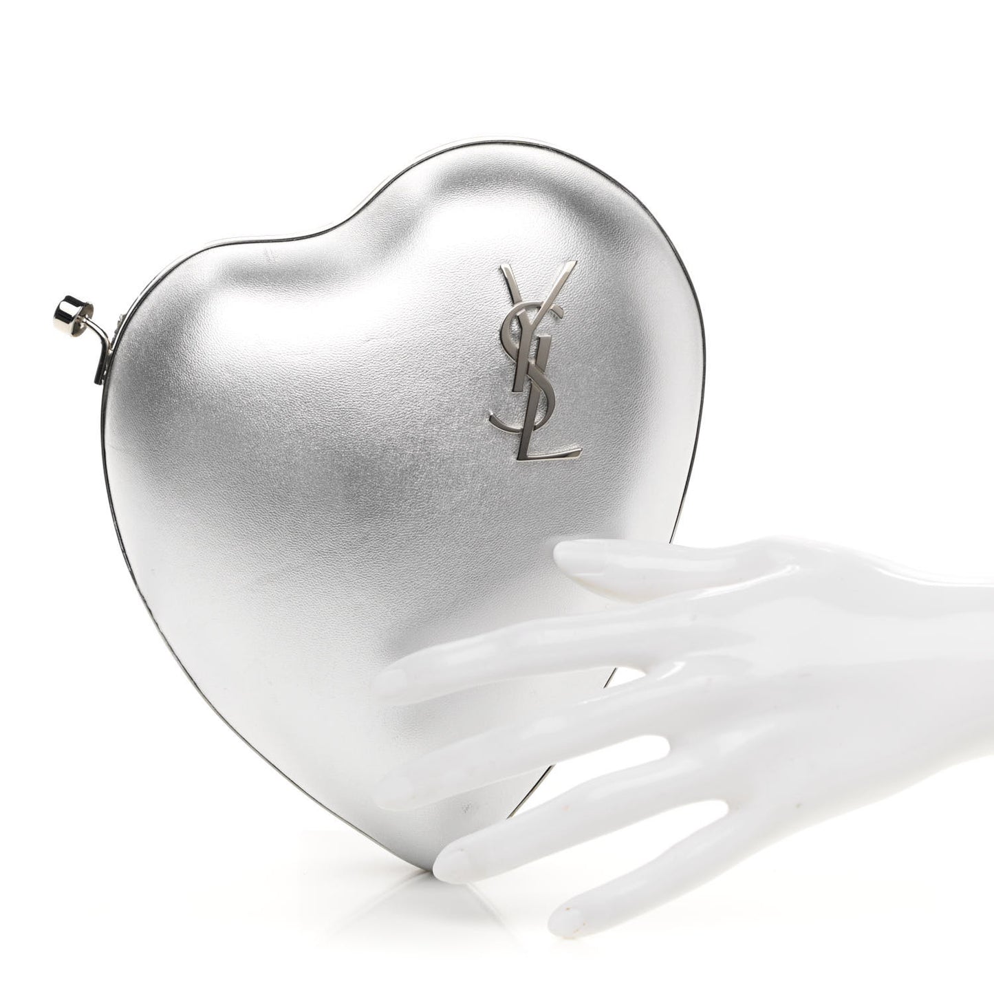 Smooth Calfskin Heart Monogram Love Box Crossbody Silver