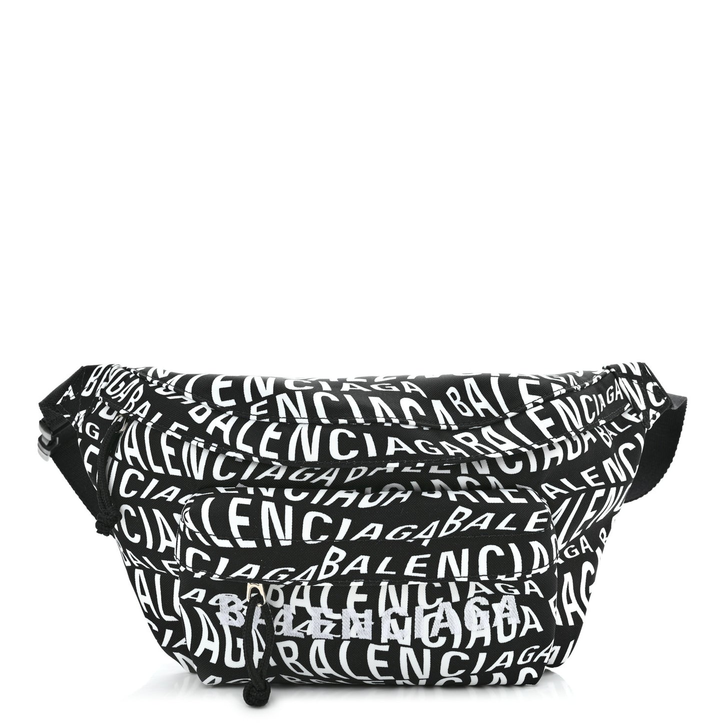 Nylon Wave Logo Print Wheel Beltpack Black White