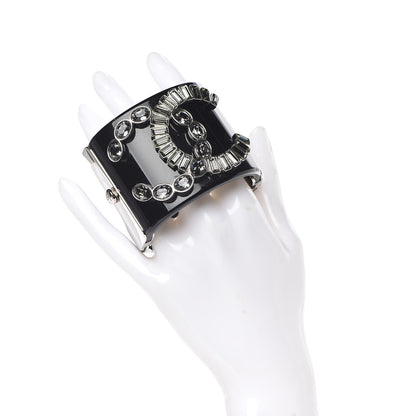Chanel Resin Baguette Crystal CC Cuff Black 2 of 7
