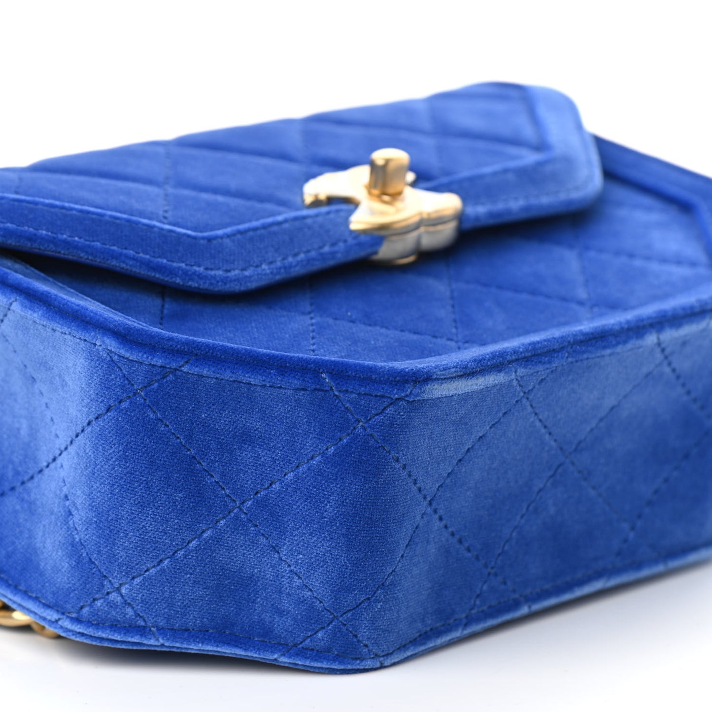 Velvet Quilted Mini Place Vendome Flap Blue