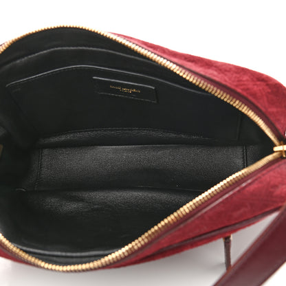 Saint Laurent Suede Monogram All Over Camera Bag Burgundy 5 of 10