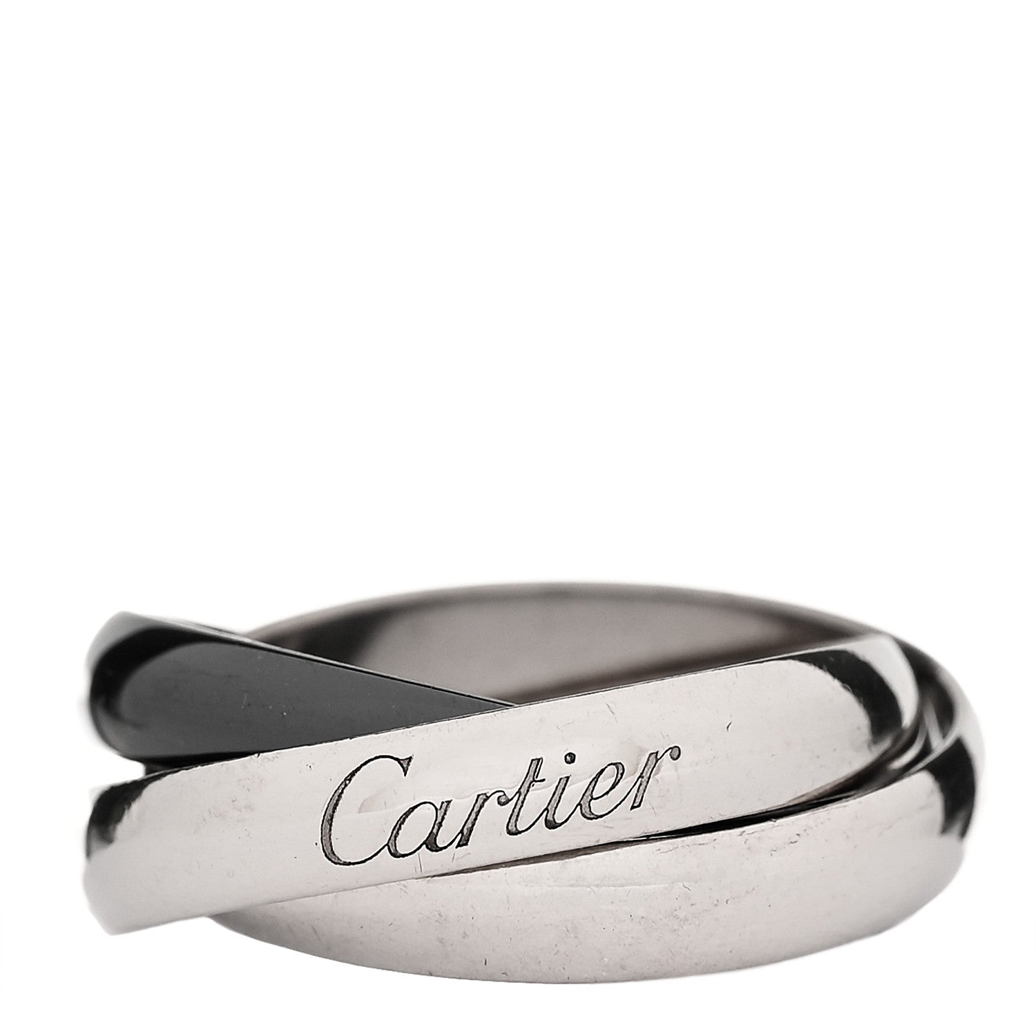 Cartier 18K White Gold Black Ceramic Trinity Ring 51 5.75 1 of 5