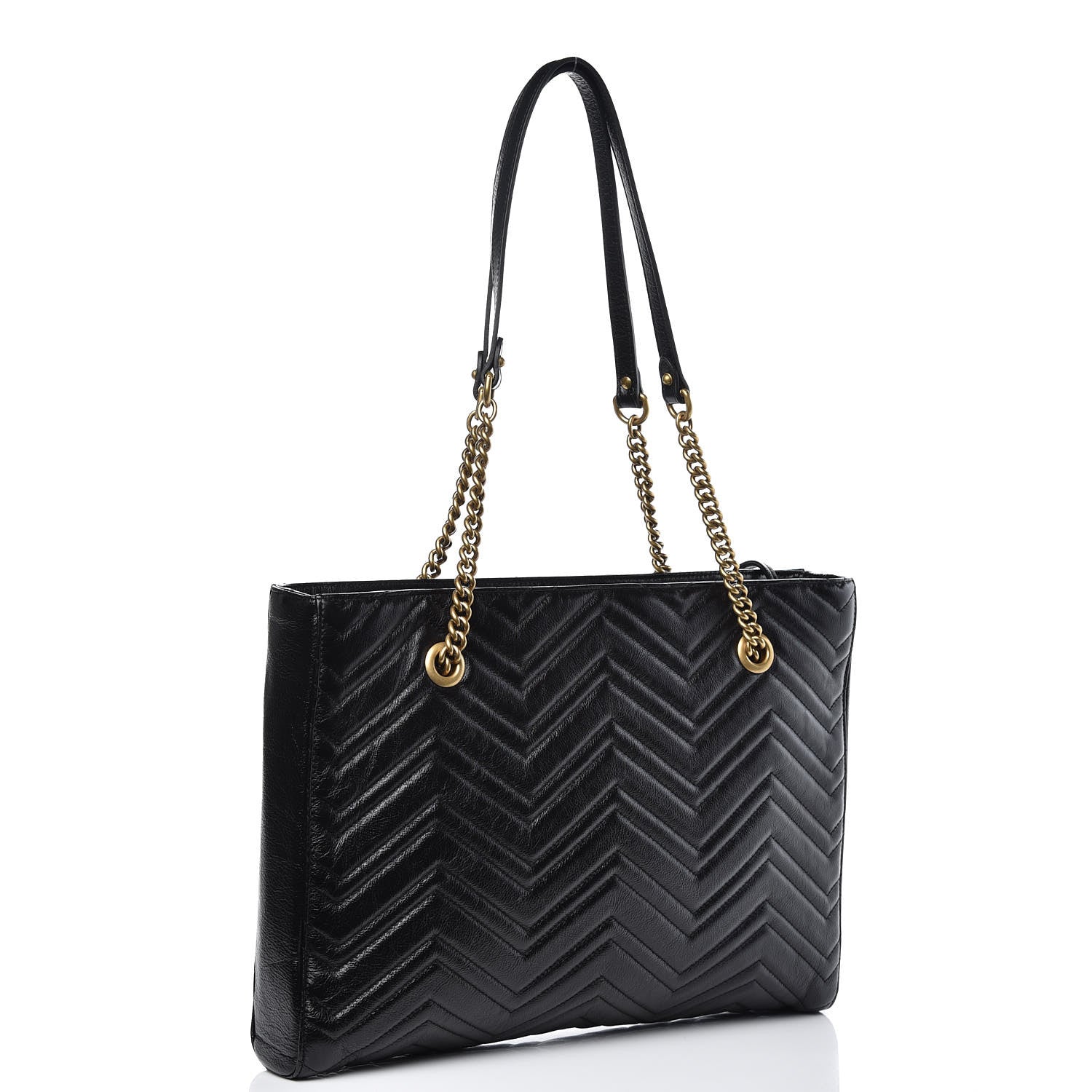 Gucci Vintage Calfskin Matelasse Medium GG Marmont Slim Tote Black 3 of 9