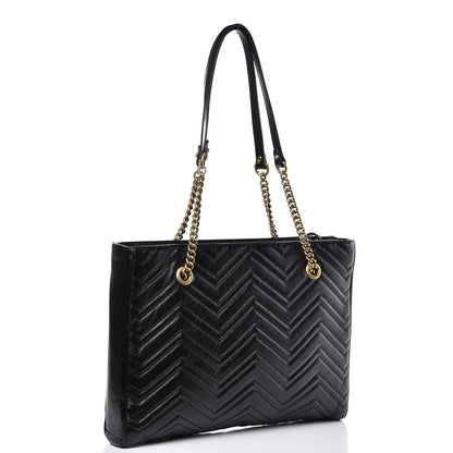 Gucci Vintage Calfskin Matelasse Medium GG Marmont Slim Tote Black 3 of 9