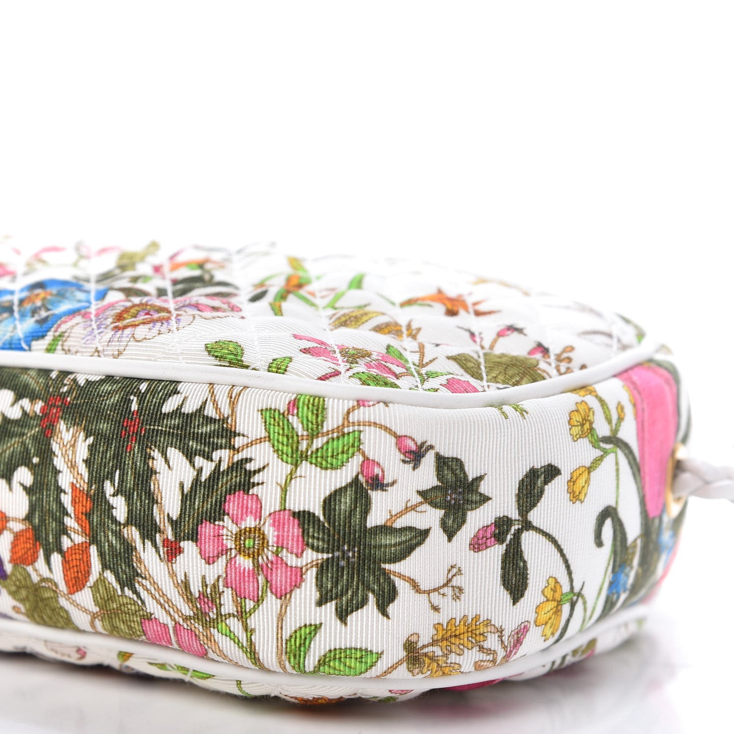 Canvas Flora Floral Trapuntata Small Zumi Dome Shoulder Bag White