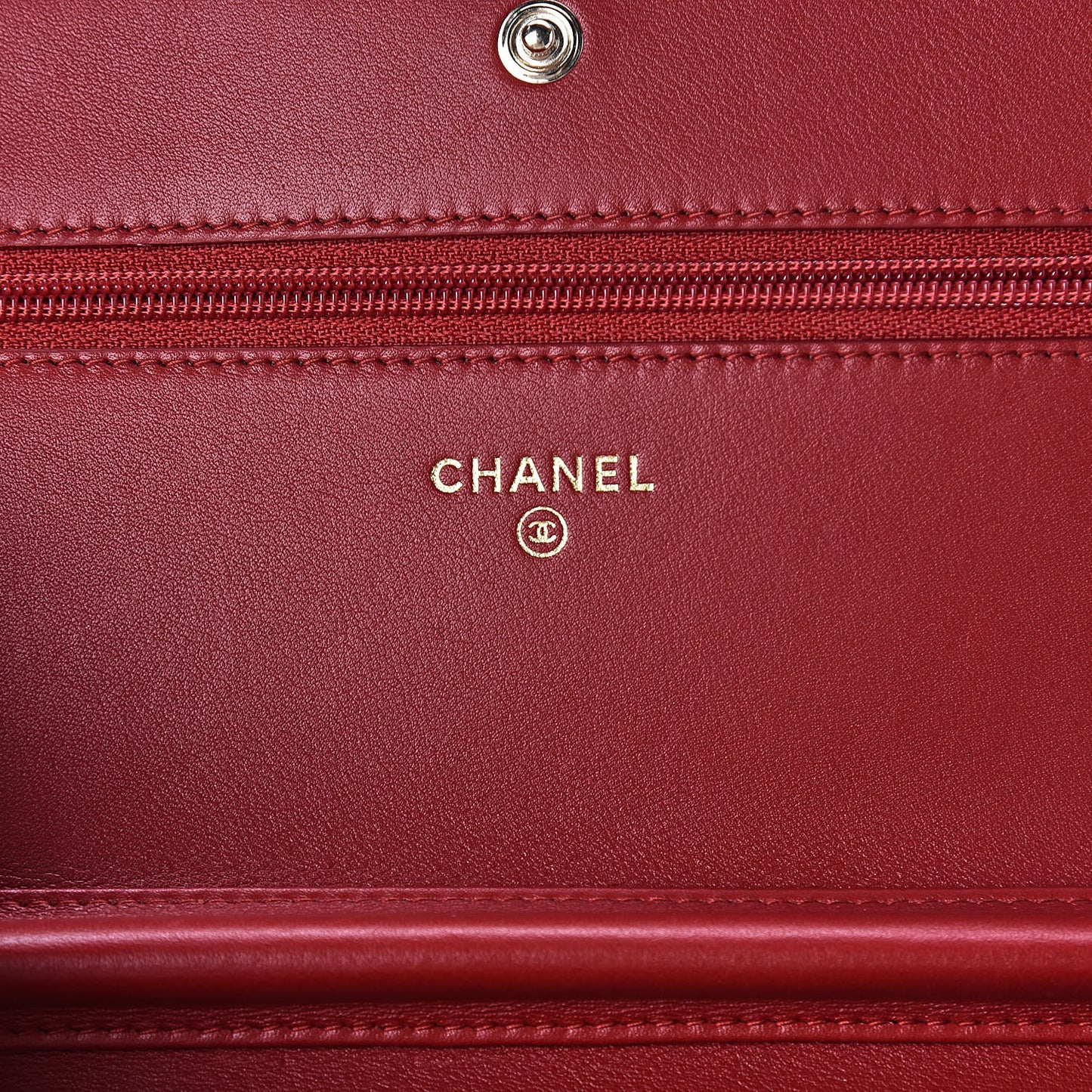Calfskin Chevron Quilted Boy Wallet On Chain WOC Red