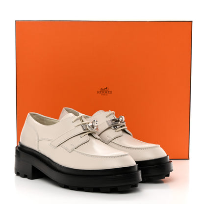 Hermes Glossed Calfskin First Derby 36 Beige Glaise 9 of 9
