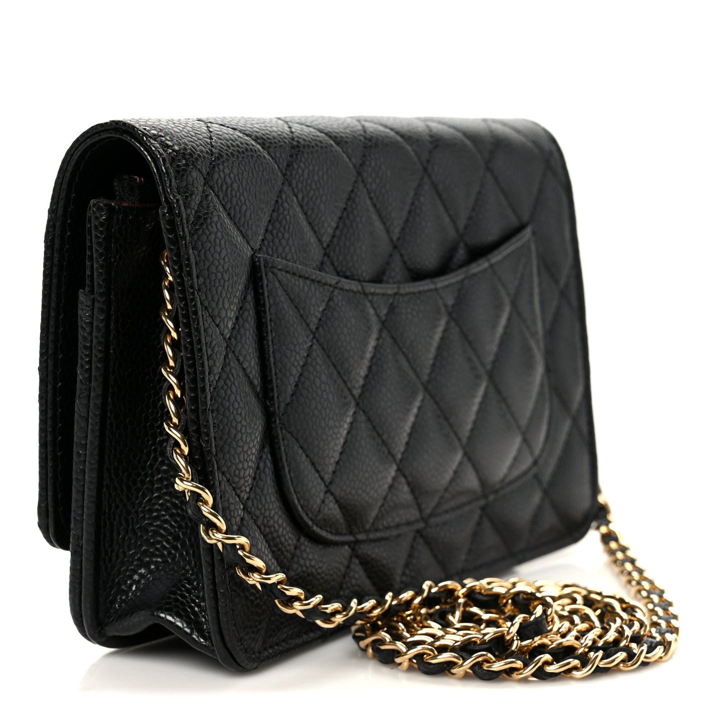 Caviar Quilted Wallet On Chain WOC Black