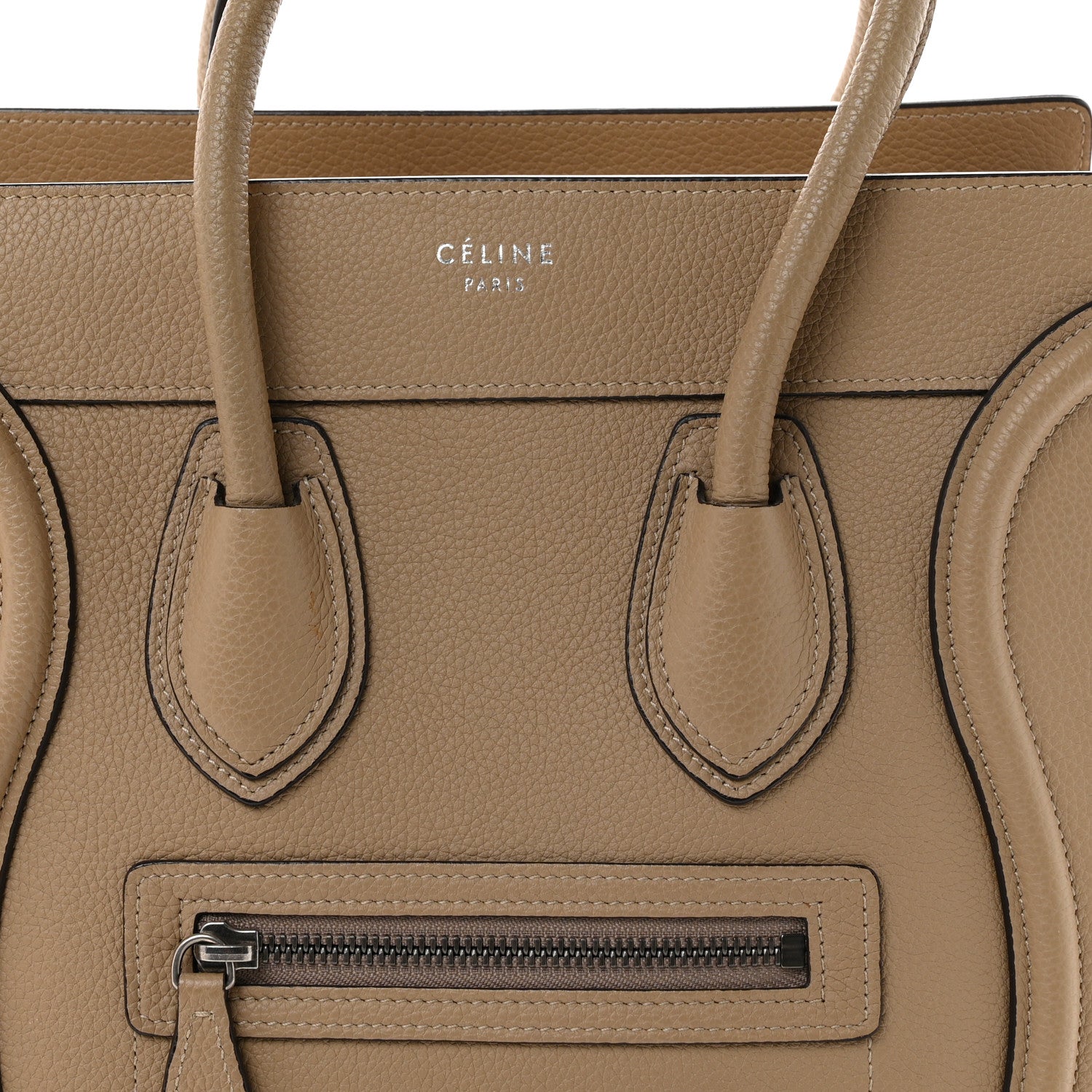 Celine Drummed Calfskin Micro Luggage Dune 8 of 11