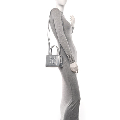 Telfar Metallic Vegan Leather Small Shopping Bag Silver 2 of 12