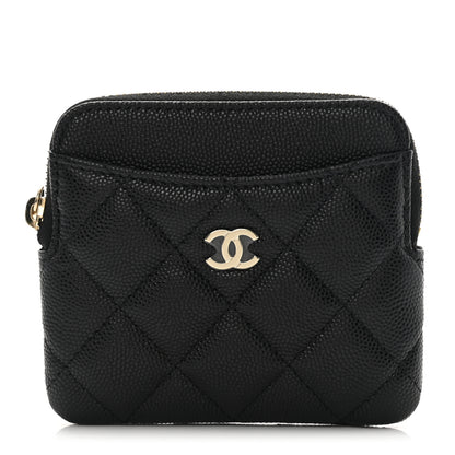 Chanel Caviar Quilted Zip Card Holder Wallet Black 1 of 8