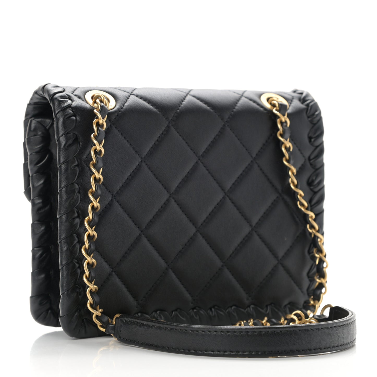 Calfskin Braided Mini My Own Frame Flap Black