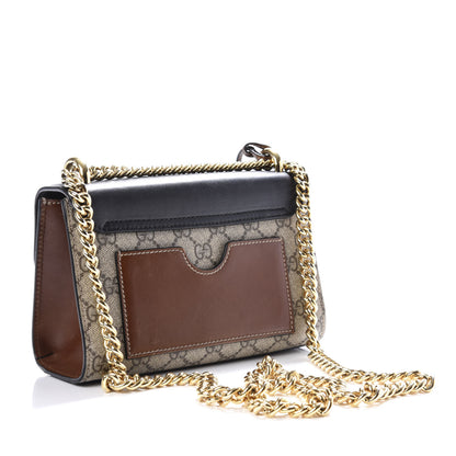 Gucci GG Supreme Monogram Calfskin Small Padlock Shoulder Bag Beige Black Cuir 3 of 9