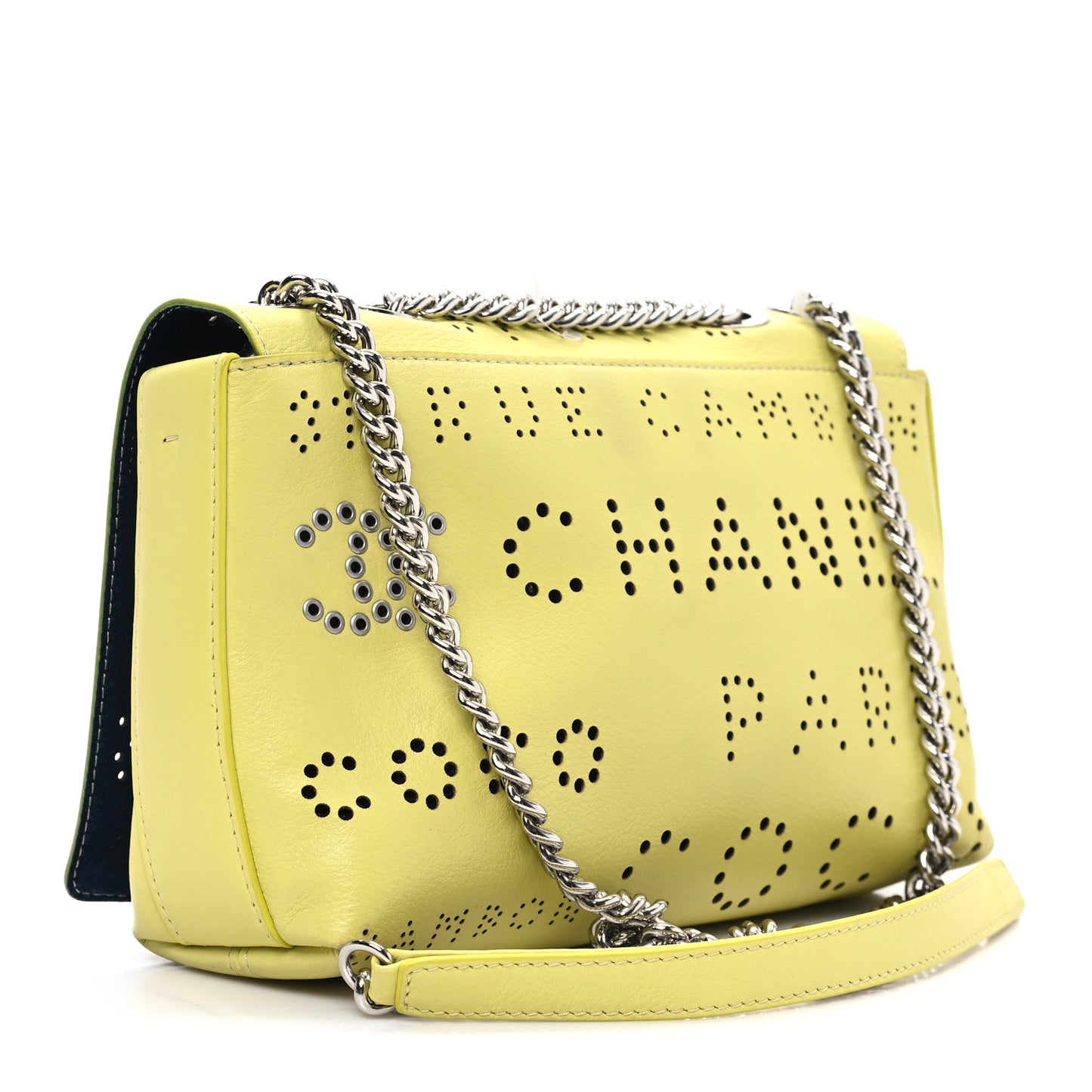 Calfskin Piercing Light Flap Bag  Yellow