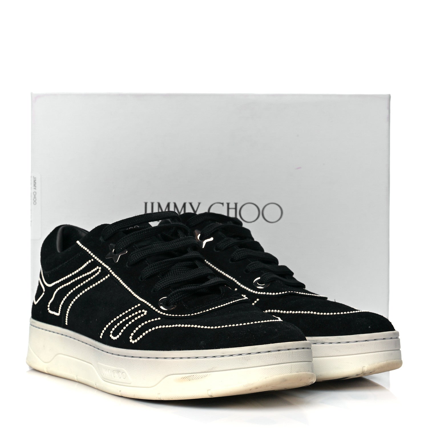 Jimmy Choo Suede Studded Hawaii Low Top Sneakers 41 Black 9 of 9