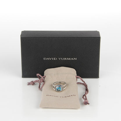 David Yurman Sterling Silver Blue Topaz Sapphire 7mm Petite Cable Candy Ring 51.5 6 4 of 5