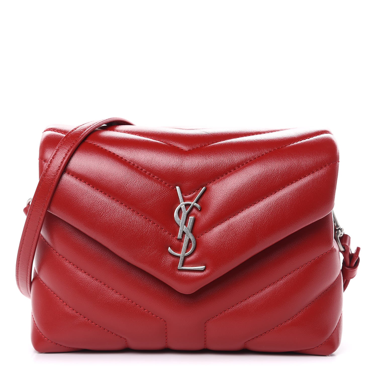 Saint Laurent Calfskin Y Quilted Monogram Toy Loulou Crossbody Bag Rouge Eros 1 of 12